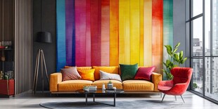 多彩客厅 活力沙发与绚丽背景墙