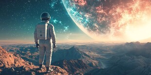 宇航员眺望神秘宇宙奇景