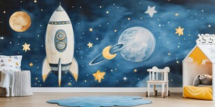 梦幻太空风儿童房墙面装饰