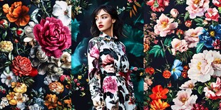 花漾女郎置身缤纷花卉间