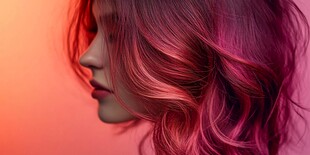 梦幻粉紫卷发女性侧影