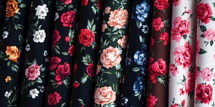 多彩花卉印花布料展示