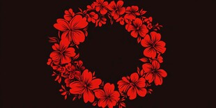 红色花朵环形图案设计