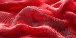 红色波纹丝绸纹理特写