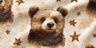 熊头与星星图案织物