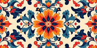 复古花卉无缝图案设计