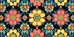多彩花卉图案无缝背景