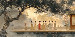 古典仕女图 园林雅景