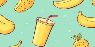 热带水果冰饮插画图案