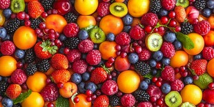 缤纷多彩的新鲜混合水果