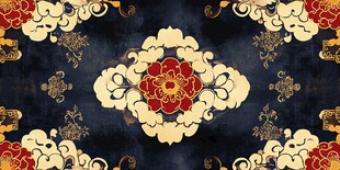 中式古典花卉云纹图案