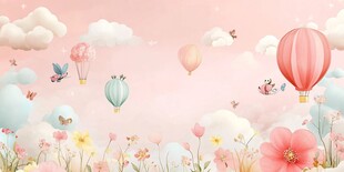 梦幻粉色天空下的浪漫场景