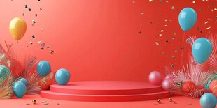 红色庆典舞台装饰场景