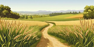 田园小径 麦浪间的悠然之路