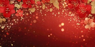 喜庆红金梅花背景图