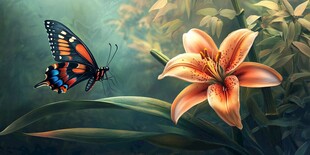 蝴蝶恋上百合花