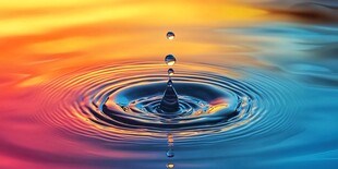 水滴落入多彩水面的瞬间