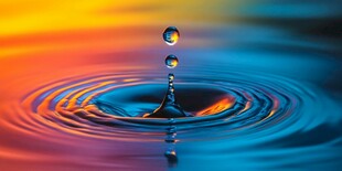 水滴落水面的绚丽瞬间