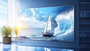 客厅大屏电视展现海上风光