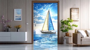 海洋帆船入户门装饰画