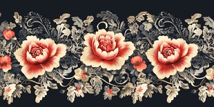中式牡丹花卉精美装饰图案