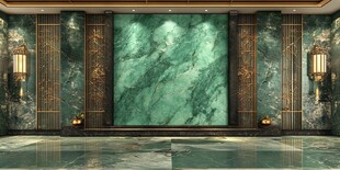 奢华绿玉石装饰的典雅空间