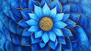 蓝色梦幻花朵艺术插画