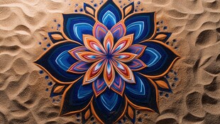 沙上绚丽曼陀罗图案