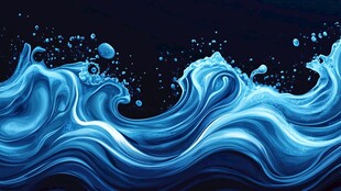 蓝色动感水波艺术画面