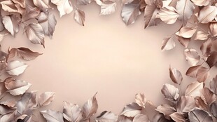 浅粉背景树叶环绕装饰图