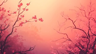 梦幻粉紫调春日繁花景致