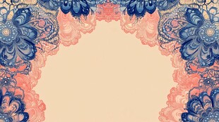 蓝粉花卉边框背景图