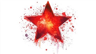 红色泼墨五角星图案