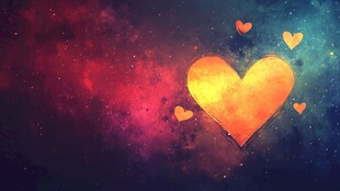 梦幻星空下的爱心图案