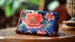 中式繁花布艺钱包