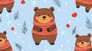 可爱小熊圣诞图案背景