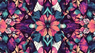 绚丽多彩几何花卉图案