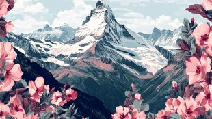 雪山繁花绘就梦幻景致