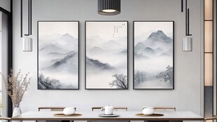 新中式山水挂画 雅致茶室风