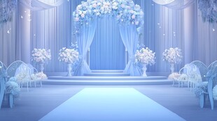 梦幻蓝色系浪漫婚礼场景