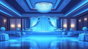 梦幻蓝色系优雅婚礼大厅