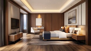 现代豪华木质风卧室空间