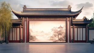 中式古典影壁建筑景观