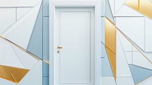 现代几何风格白色房门