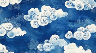 中式蓝底祥云图案纹理
