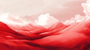 梦幻红色山川云海景观