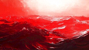 红色汹涌海浪艺术图景