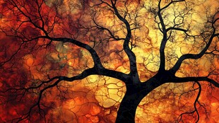 秋韵枯树 绚烂光影绘景