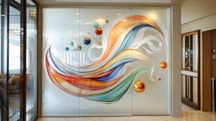 绚丽多彩办公室艺术玻璃墙
