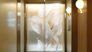 优雅花卉装饰的电梯轿厢